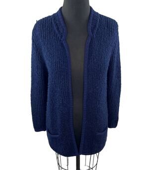 VINTAGE LeRoy Knitwear Blue LS Cardigan Sweater Oversized Open Front Long Sleeve